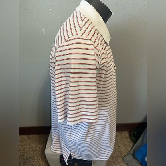 Under Armour Mens Large Red/White Striped Short Sleeve Polo - Picture 6 of 7